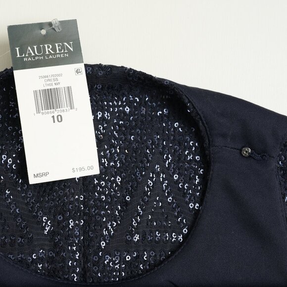 Ralph Lauren Dark Navy Sequin Dress, Size 10 - Picture 6 of 10